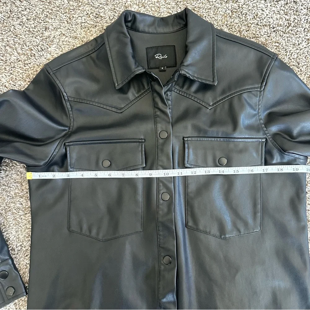 Rails Black Faux Leather Shirt Jacket - Picture 8 of 8